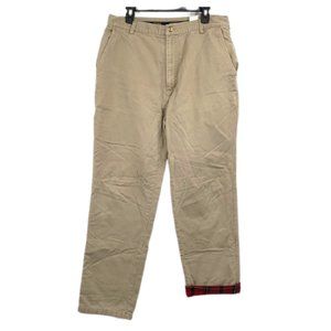 Woolrich flannel lined tan khakis tag 36 x 34 actual 35 x 32